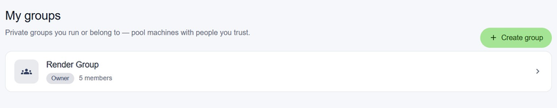 The My groups page
